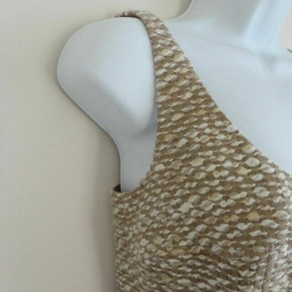 NWT AKRIS Camel Offwhite Wool Sheath Sleeveless Dress with Belt 8 - Picture 4 of 7